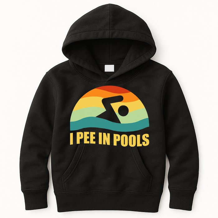 I Pee In Pools Retro Vacation Humor Swimming I Pee In Pools Kids Hoodie