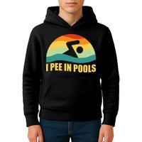 I Pee In Pools Retro Vacation Humor Swimming I Pee In Pools Kids Hoodie