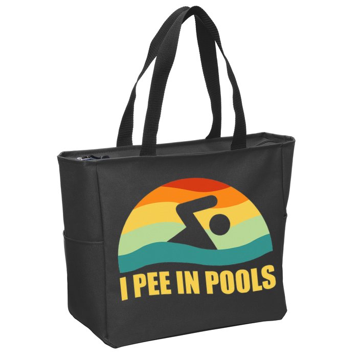 I Pee In Pools Retro Vacation Humor Swimming I Pee In Pools Zip Tote Bag