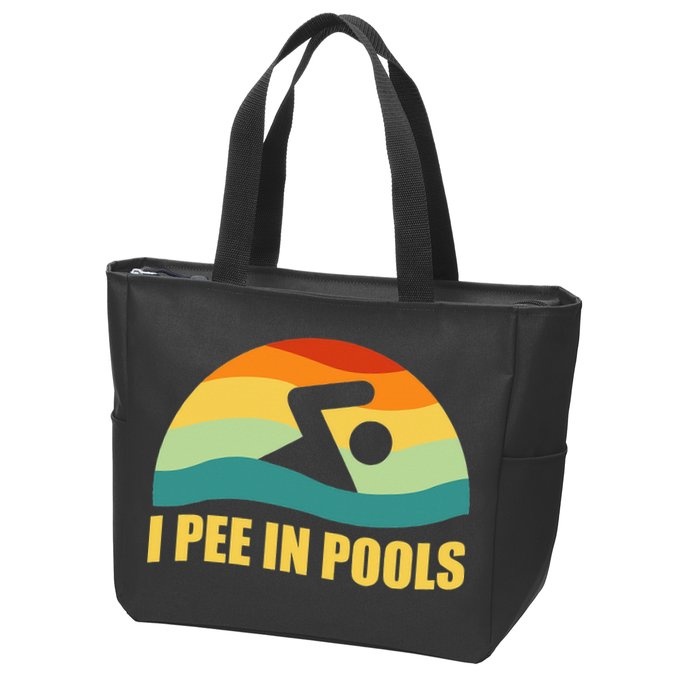 I Pee In Pools Retro Vacation Humor Swimming I Pee In Pools Zip Tote Bag