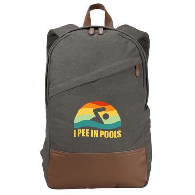 I Pee In Pools Retro Vacation Humor Swimming I Pee In Pools Cotton Canvas Backpack