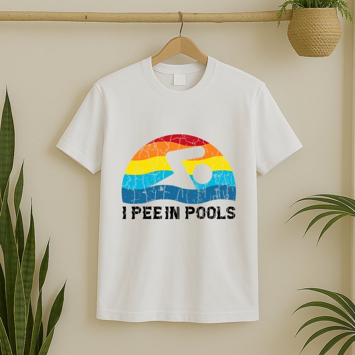 I Pee In Pools Funny Swimmer Swimming Coach Player T-Shirt