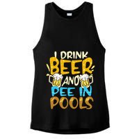 I Pee In Pools Swimming Swim Drink Beer I Pee In Pools Ladies PosiCharge Tri-Blend Wicking Tank