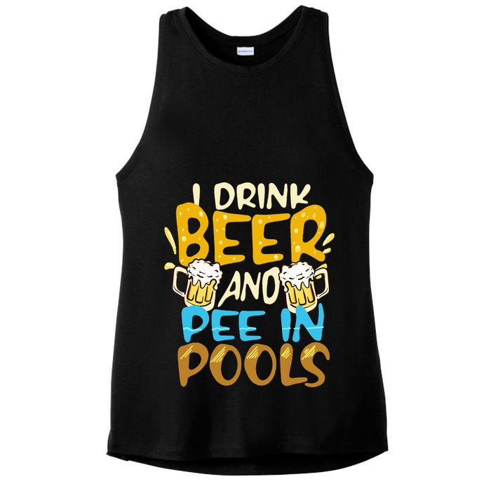 I Pee In Pools Swimming Swim Drink Beer I Pee In Pools Ladies PosiCharge Tri-Blend Wicking Tank