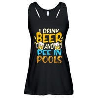 I Pee In Pools Swimming Swim Drink Beer I Pee In Pools Ladies Essential Flowy Tank