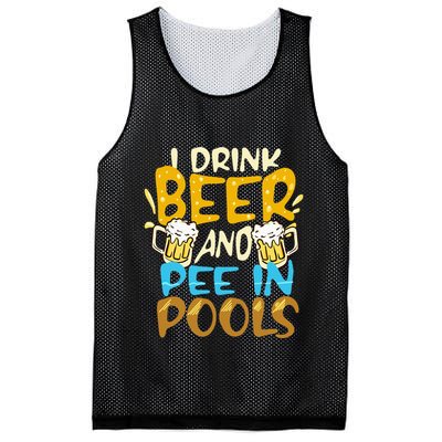 I Pee In Pools Swimming Swim Drink Beer I Pee In Pools Mesh Reversible Basketball Jersey Tank