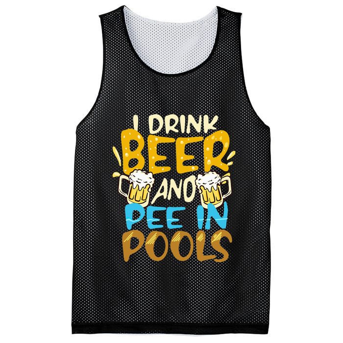 I Pee In Pools Swimming Swim Drink Beer I Pee In Pools Mesh Reversible Basketball Jersey Tank