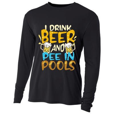 I Pee In Pools Swimming Swim Drink Beer I Pee In Pools Cooling Performance Long Sleeve Crew