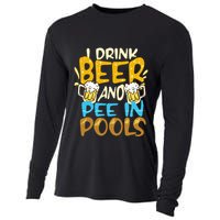 I Pee In Pools Swimming Swim Drink Beer I Pee In Pools Cooling Performance Long Sleeve Crew