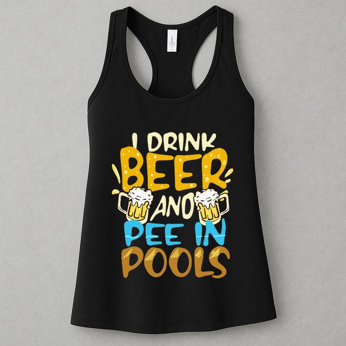 I Pee In Pools Swimming Swim Drink Beer I Pee In Pools Womens Tank Top