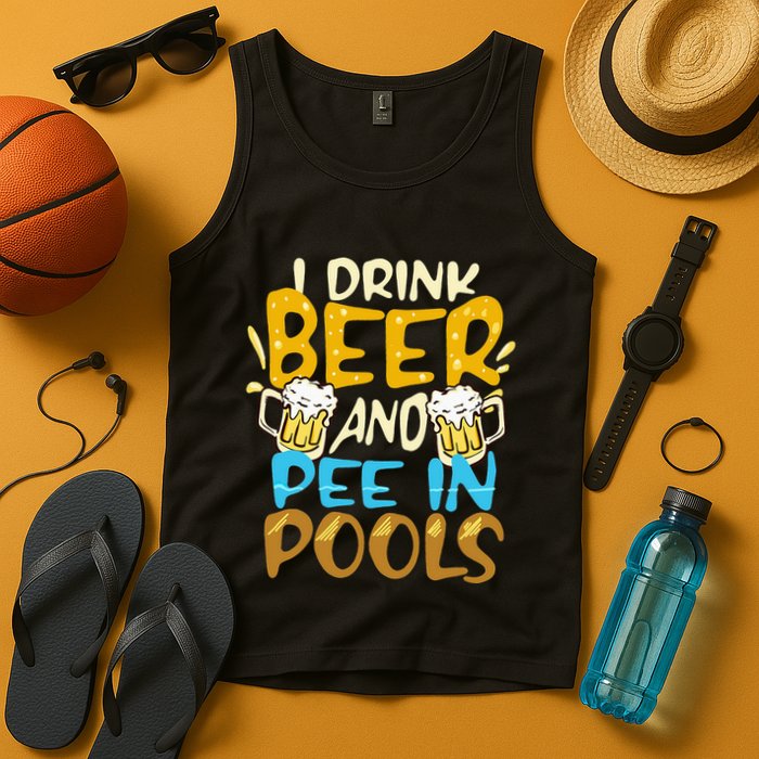 I Pee In Pools Swimming Swim Drink Beer I Pee In Pools Tank Top