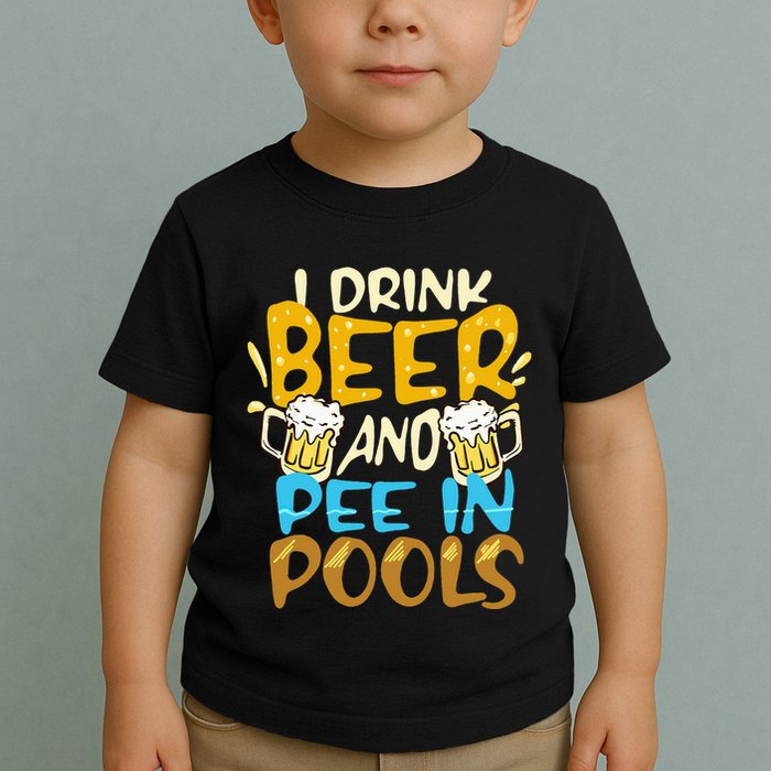 I Pee In Pools Swimming Swim Drink Beer I Pee In Pools Toddler T-Shirt