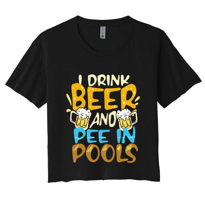 I Pee In Pools Swimming Swim Drink Beer I Pee In Pools Crop Top