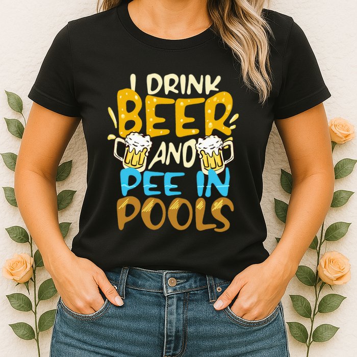 I Pee In Pools Swimming Swim Drink Beer I Pee In Pools Womens T-Shirt