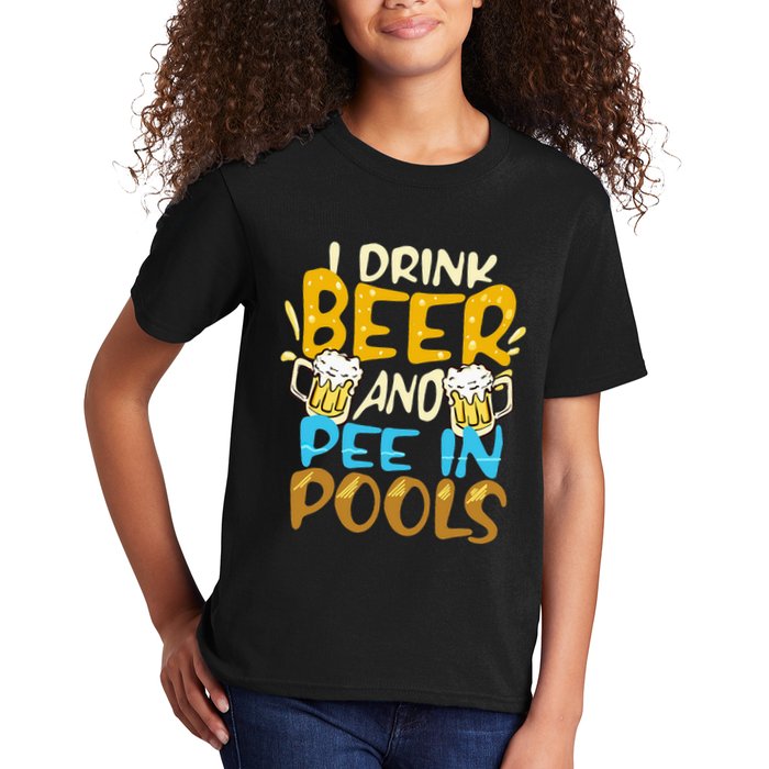 I Pee In Pools Swimming Swim Drink Beer I Pee In Pools Kids T-Shirt