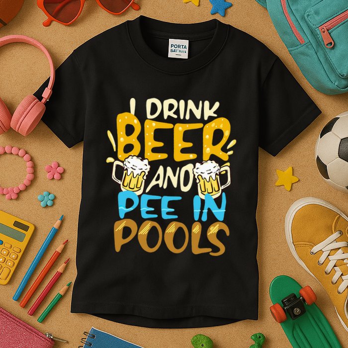 I Pee In Pools Swimming Swim Drink Beer I Pee In Pools Kids T-Shirt