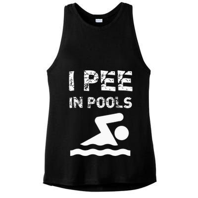 I Pee In Pools Funny Swimming Sarcastic Swim Saying Ladies PosiCharge Tri-Blend Wicking Tank