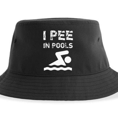 I Pee In Pools Funny Swimming Sarcastic Swim Saying Sustainable Bucket Hat