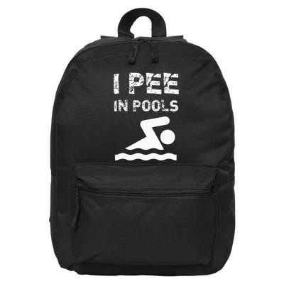 I Pee In Pools Funny Swimming Sarcastic Swim Saying 16 in Basic Backpack