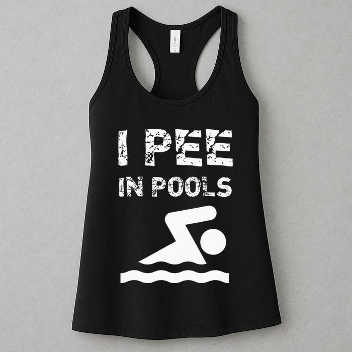 I Pee In Pools Funny Swimming Sarcastic Swim Saying Womens Tank Top