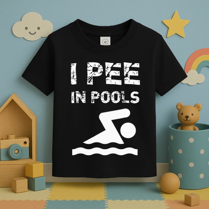 I Pee In Pools Funny Swimming Sarcastic Swim Saying Toddler T-Shirt