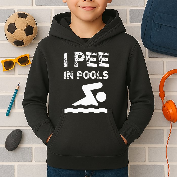 I Pee In Pools Funny Swimming Sarcastic Swim Saying Kids Hoodie
