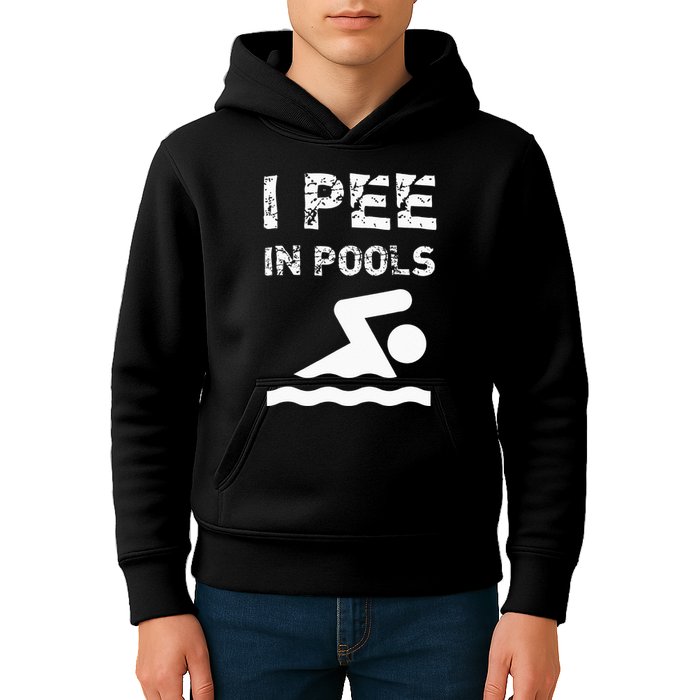 I Pee In Pools Funny Swimming Sarcastic Swim Saying Kids Hoodie