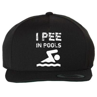 I Pee In Pools Funny Swimming Sarcastic Swim Saying Wool Snapback Cap