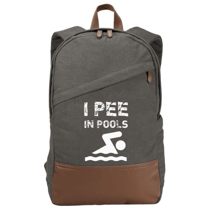 I Pee In Pools Funny Swimming Sarcastic Swim Saying Cotton Canvas Backpack