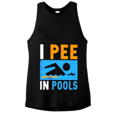 I Pee In Pools Ladies PosiCharge Tri-Blend Wicking Tank