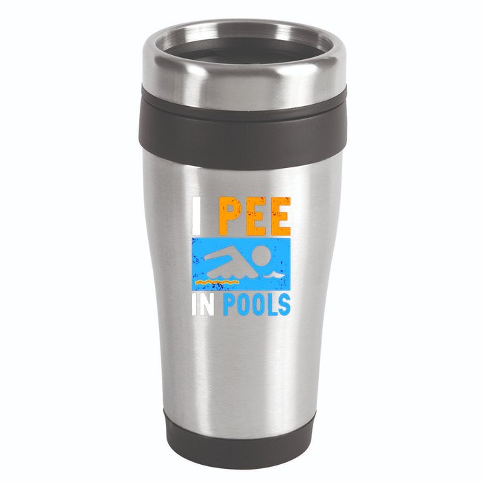 I Pee In Pools 16oz Travel Tumbler