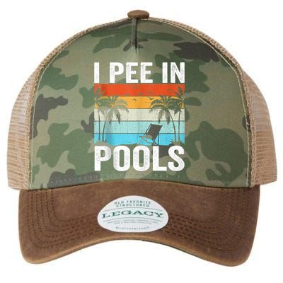I Pee In Pools Vintage Legacy Tie Dye Trucker Hat