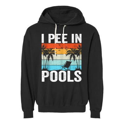 I Pee In Pools Vintage Garment-Dyed Fleece Hoodie