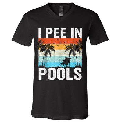 I Pee In Pools Vintage V-Neck T-Shirt