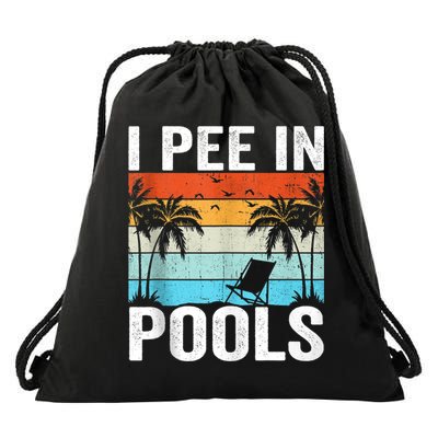 I Pee In Pools Vintage Drawstring Bag