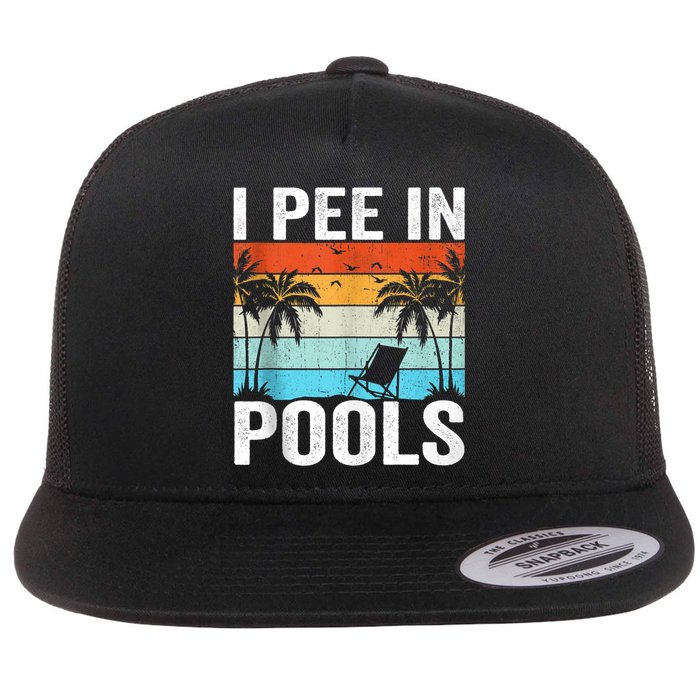 I Pee In Pools Vintage Flat Bill Trucker Hat
