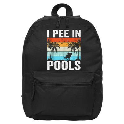 I Pee In Pools Vintage 16 in Basic Backpack