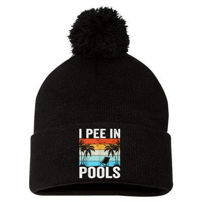I Pee In Pools Vintage Pom Pom 12in Knit Beanie