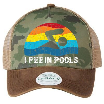 I Pee In Pools Funny Swimmer Swimming Coach Player Legacy Tie Dye Trucker Hat