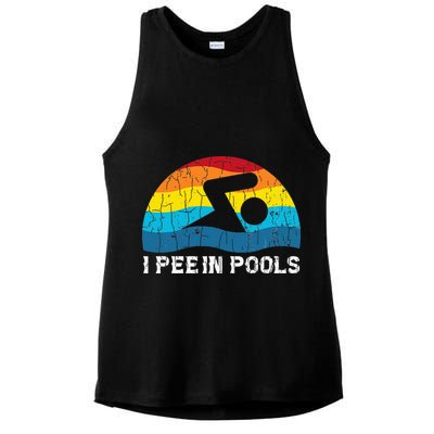 I Pee In Pools Funny Swimmer Swimming Coach Player Ladies PosiCharge Tri-Blend Wicking Tank