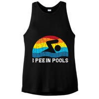 I Pee In Pools Funny Swimmer Swimming Coach Player Ladies PosiCharge Tri-Blend Wicking Tank