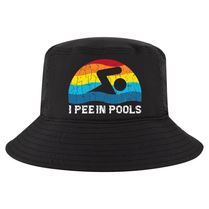 I Pee In Pools Funny Swimmer Swimming Coach Player Cool Comfort Performance Bucket Hat