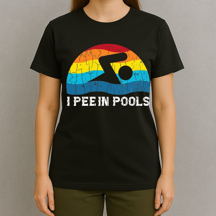 I Pee In Pools Funny Swimmer Swimming Coach Player T-Shirt