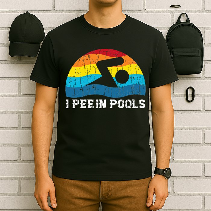 I Pee In Pools Funny Swimmer Swimming Coach Player T-Shirt