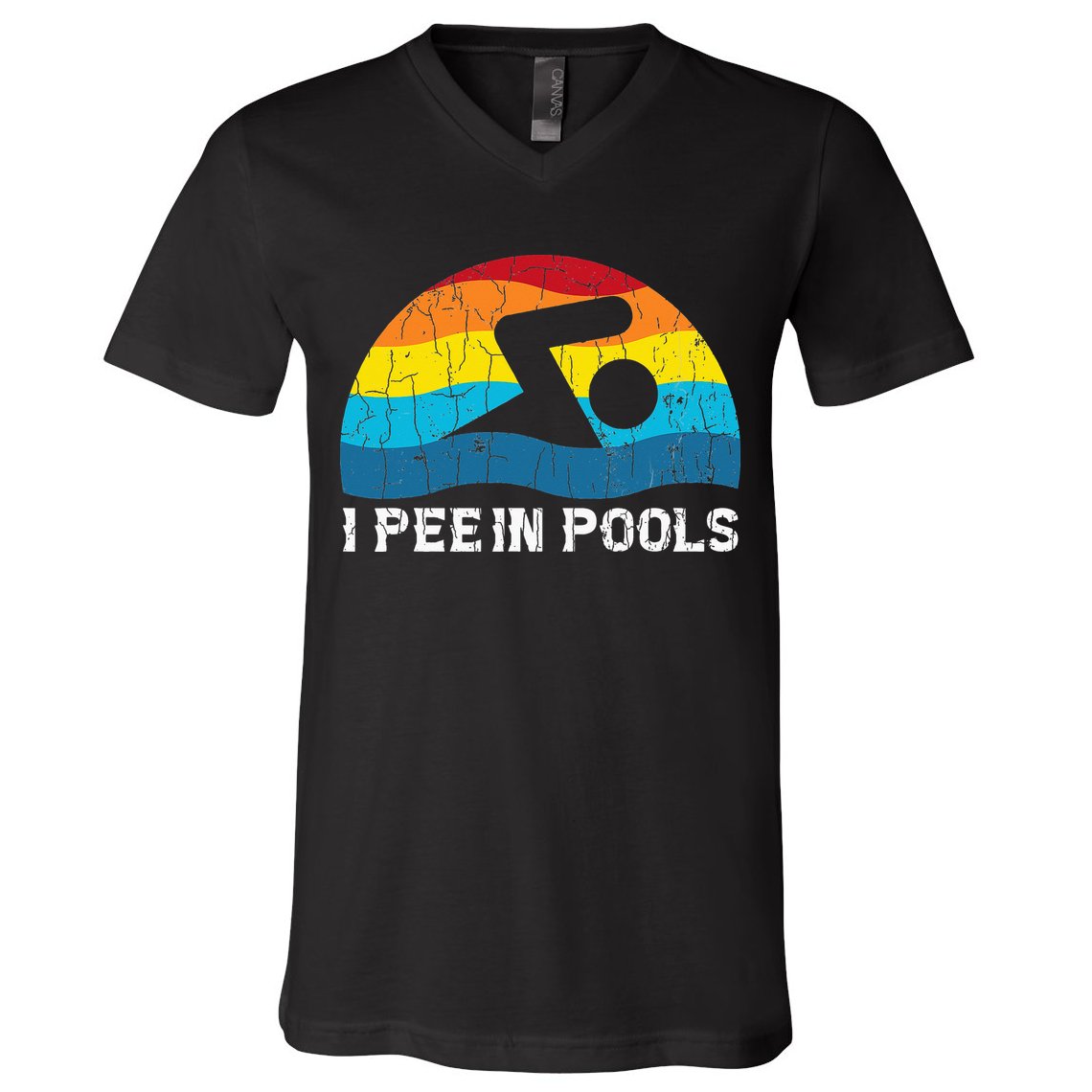 I Pee In Pools Funny Swimmer Swimming Coach Player V-Neck T-Shirt
