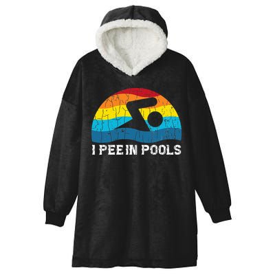 I Pee In Pools Funny Swimmer Swimming Coach Player Hooded Wearable Blanket