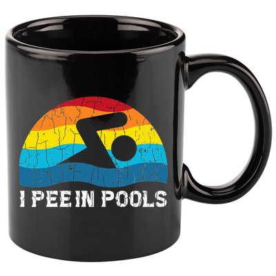 I Pee In Pools Funny Swimmer Swimming Coach Player 11oz C Handle Ceramic Mug