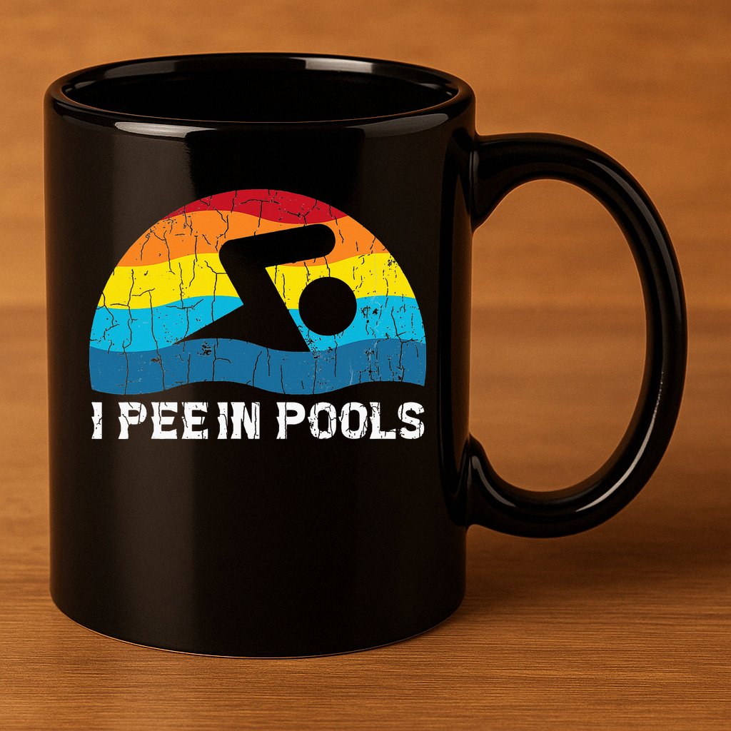I Pee In Pools Funny Swimmer Swimming Coach Player 11oz C Handle Ceramic Mug