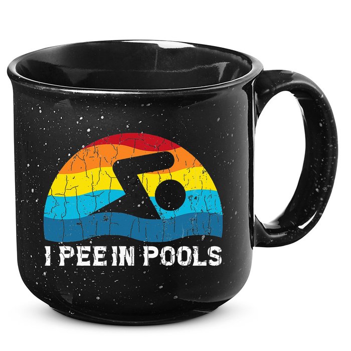 I Pee In Pools Funny Swimmer Swimming Coach Player 15oz Campfire Ceramic Mug