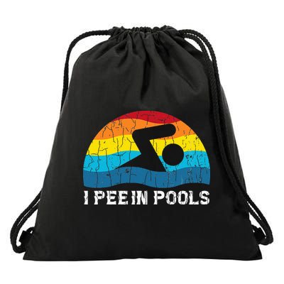 I Pee In Pools Funny Swimmer Swimming Coach Player Drawstring Bag